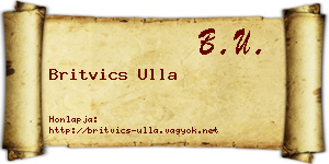 Britvics Ulla névjegykártya